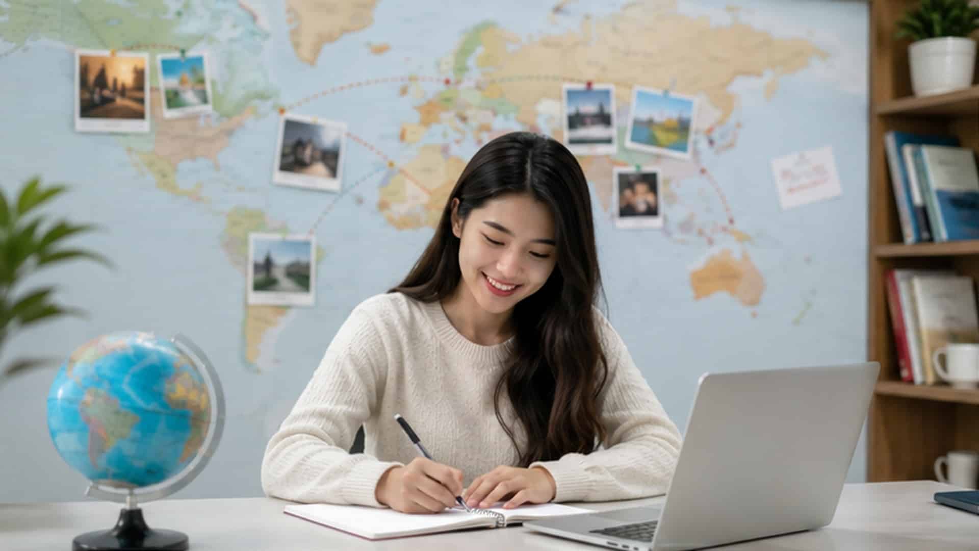 International student reviewing a 2026-2027 study abroad application timeline.